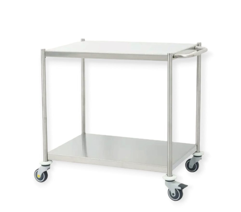 עגלת נירוסטה 120/60/90 ס"מ עם ידית דחיפה