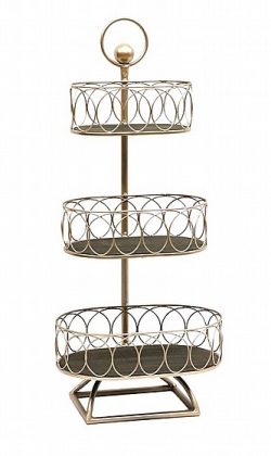 סלסלת פירות ירקות 3 קומות ממתכת מוזהבת מבית סטאר שופ STAR SHOP