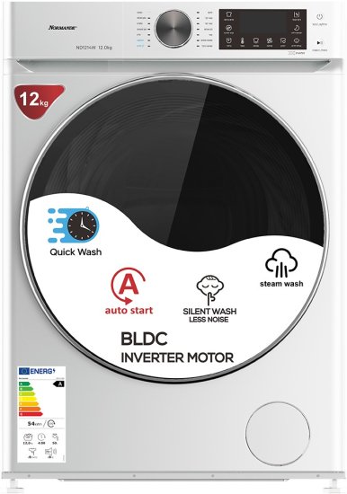 מכונת כביסה פתח חזית 12 ק''ג 1400 סל''ד Normande ND-1214W - צבע לבן