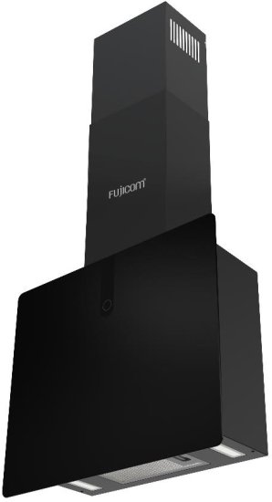 קולט אדים צמוד-קיר מרובע רוחב 60 ס''מ Fujicom FJ-CHT11BL - זכוכית שחורה