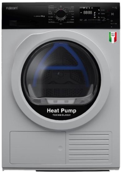 מייבש כביסה פתח חזית 9 ק''ג קונדנסור Fujicom FJ-DHP909 800W HeatPump - צבע לבן - תוצרת איטליה