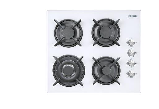 כיריים גז 4 מבערים 60 סמ FJ GHG755W זכוכית לבנה פוגיקום FUJICOM