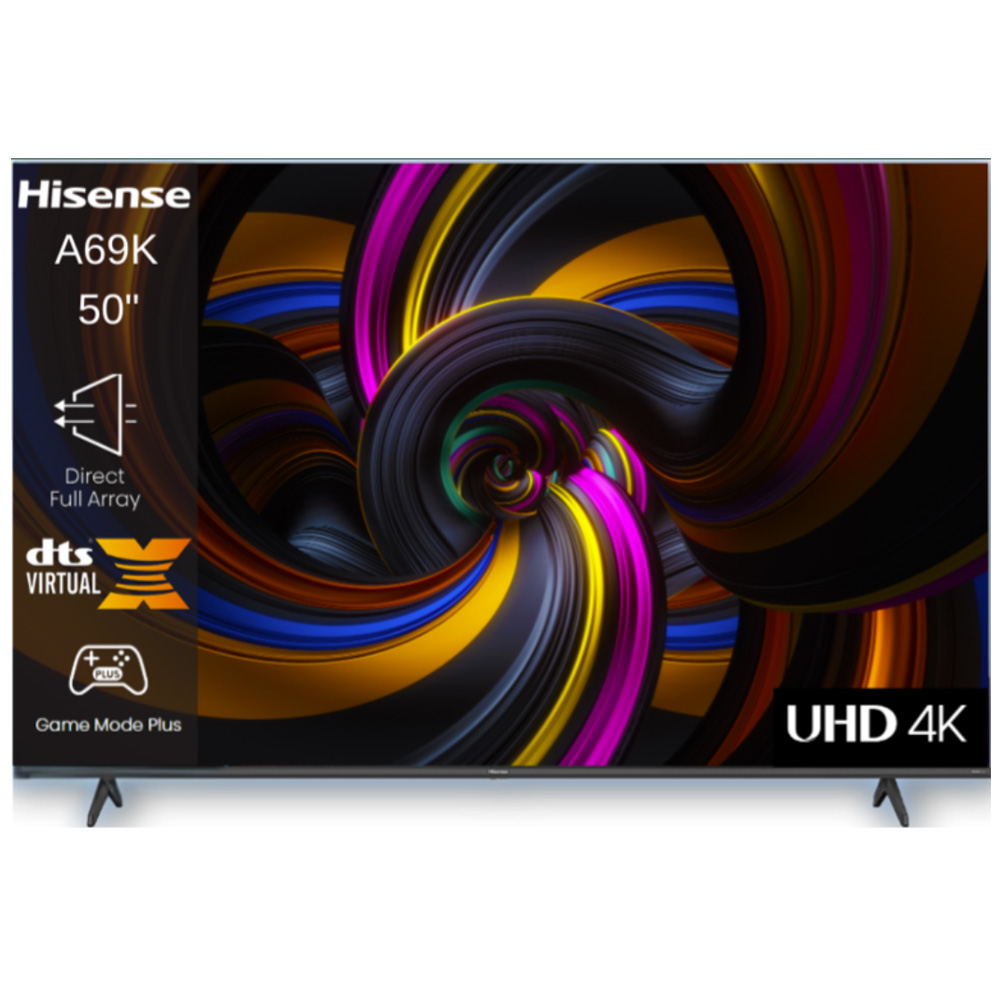 טלוויזיה 50 אינץ' Hisense 50A69K עם רזולוציית 4K Ultra HD ו-3 חיבורי HDMI
