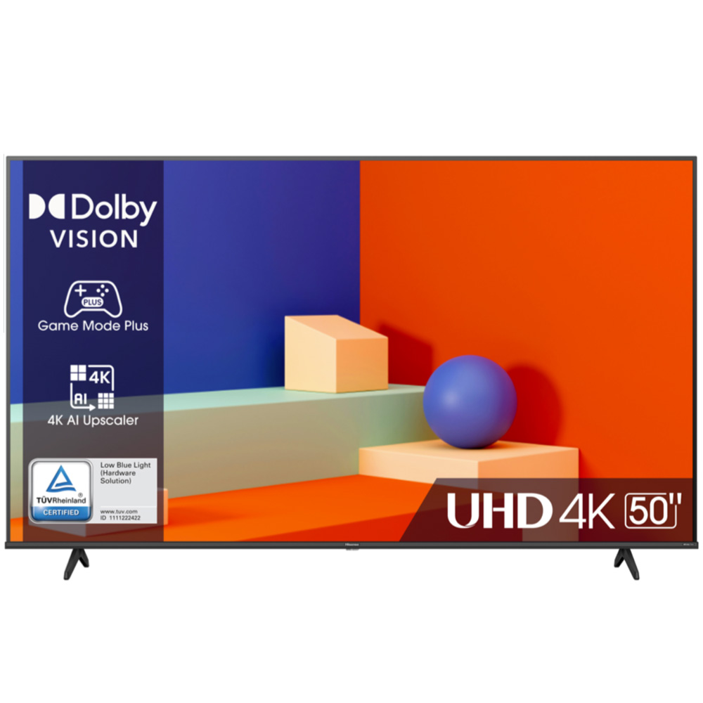 טלוויזיית HISENSE 50 אינץ' חכמה UHD 4K עם Dolby Vision HDR דגם 50A6K
