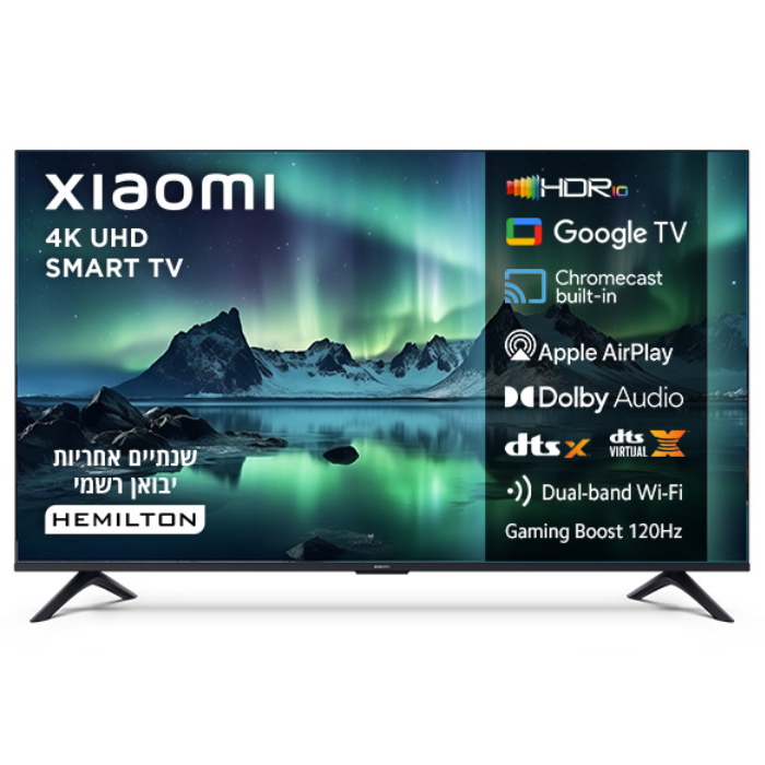 טלוויזיית Xiaomi 4K UHD מדגם A בגודל 50 אינץ' עם קצב ריענון 120Hz.