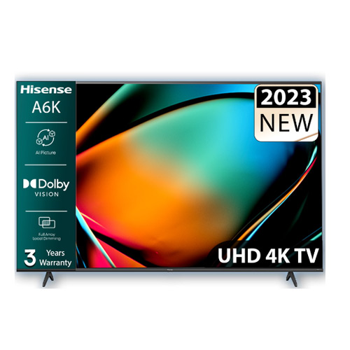 טלוויזיה חכמה Hisense עם 43 אינץ' 4K ומערכת VIDAA U6, דגם 43A6K