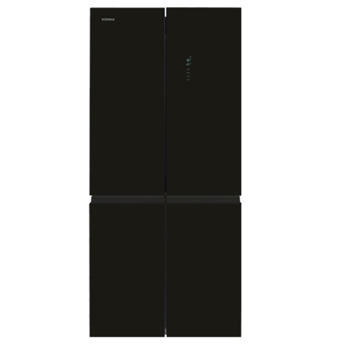 מקרר 4 דלתות KONKA 440 ליטר - עיצוב זכוכית שחורה, מקפיא תחתון
