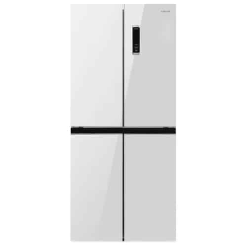 מקרר 4 דלתות אמקור HR448GW, זכוכית לבנה - 472 ליטר, אנרגיה B