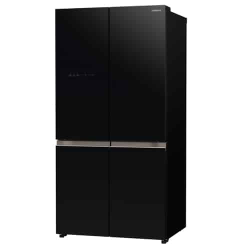 מקרר 4 דלתות HITACHI עם מדחס אינוורטר, גימור זכוכית שחורה דגם RWB640OVRS