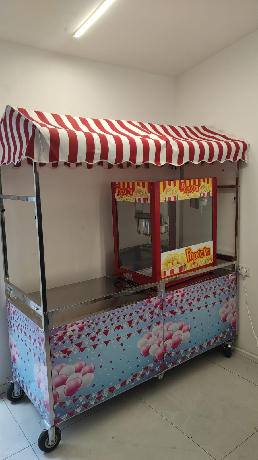 דוכן למכונות מזון מתקפל 180 ס״מ נירוסטה