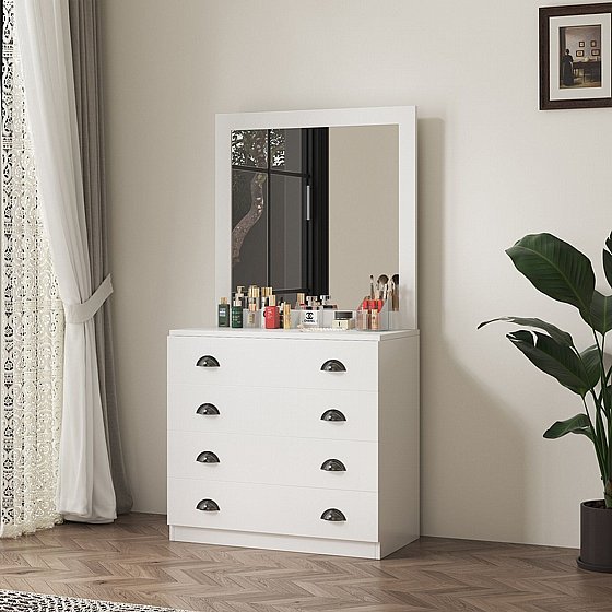 שידת איפור מעוצבת דגם מדיסון MEDISON בגוון לבן ברוחב 80 ס"מ מבית סטאר שופ STAR SHOP