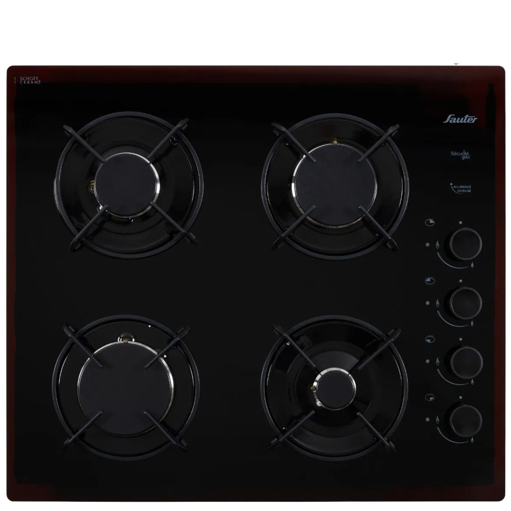 כיריים גז SAUTER SHG870B - 4 מבערי גז, זכוכית מחוסמת, רוחב 60 ס"מ