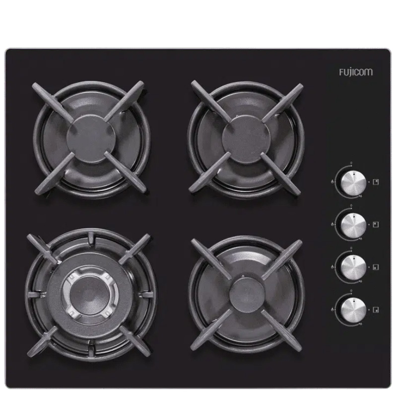כיריים גז FUJICOM FJ-GH644BK עם 4 מבערים ותוצרת SABAF איטליה