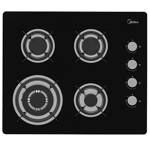 כיריים גז MIDEA 60GL403 עם מבער טורבו כפול 3.6KW וזכוכית שחורה יוקרתית