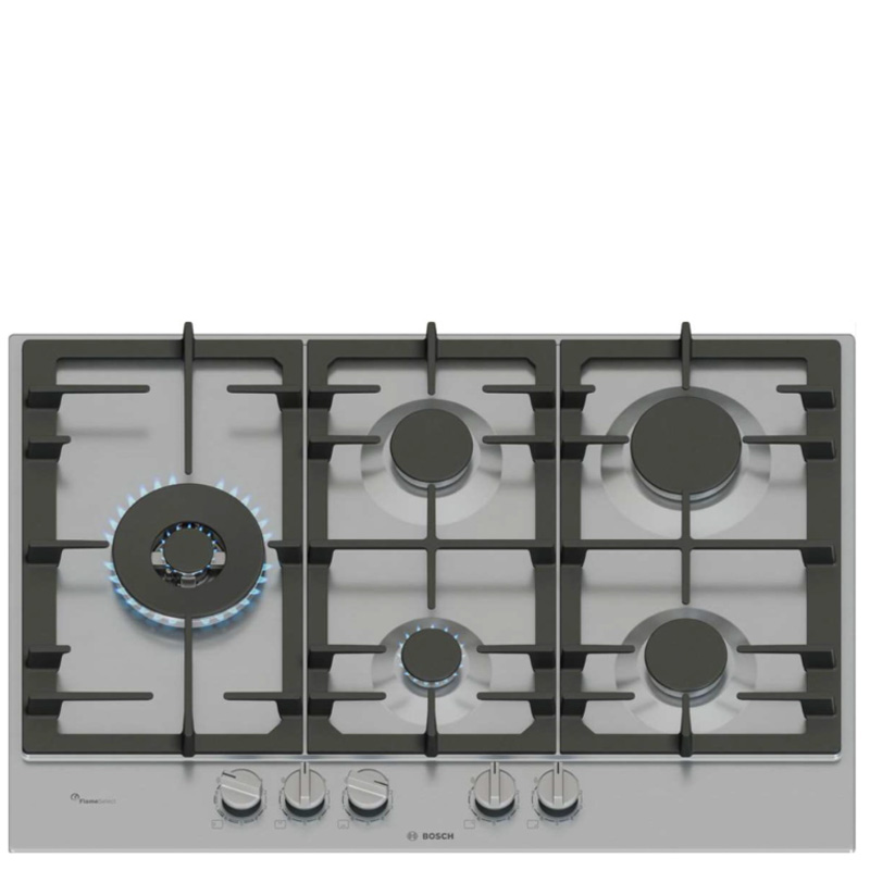 כיריים גז Bosch PCS7A5I90Y עם 5 להבות מנירוסטה ו-9 רמות עוצמה