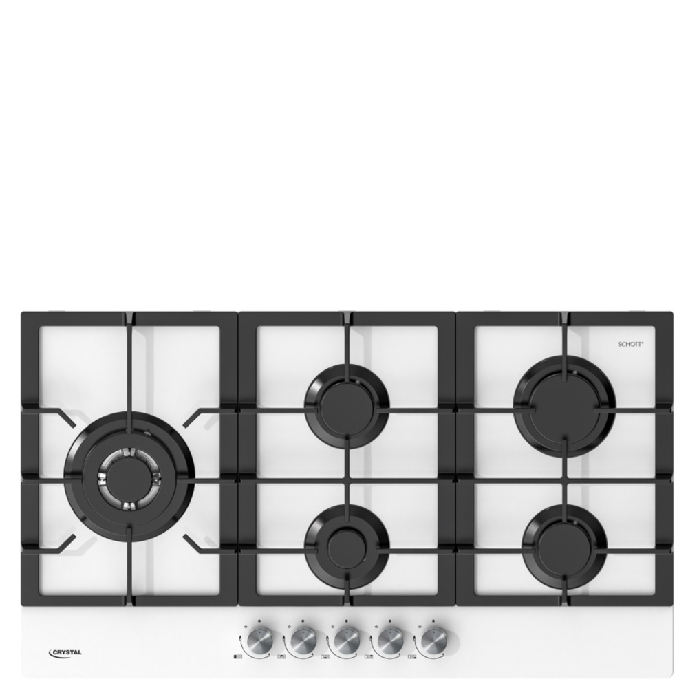 כיריים גז מגז זכוכית קריסטל עם 5 להבות והספק כולל של 10.8 kW