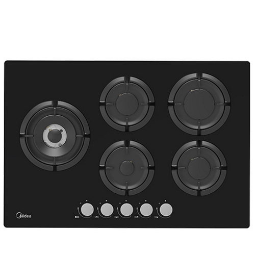 כיריים גז Midea דגם Defendi 75GP503-B בצבע שחור עם 5 להבות כולל טורבו כפולה