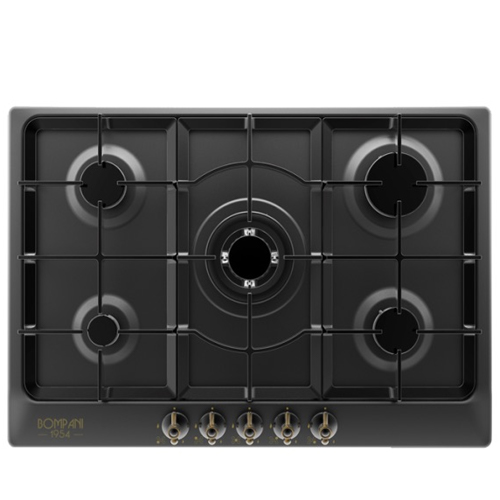 כיריים גז BOMPANI BO297MH שחור כפרי, 75 ס"מ כולל רשתות יציקה