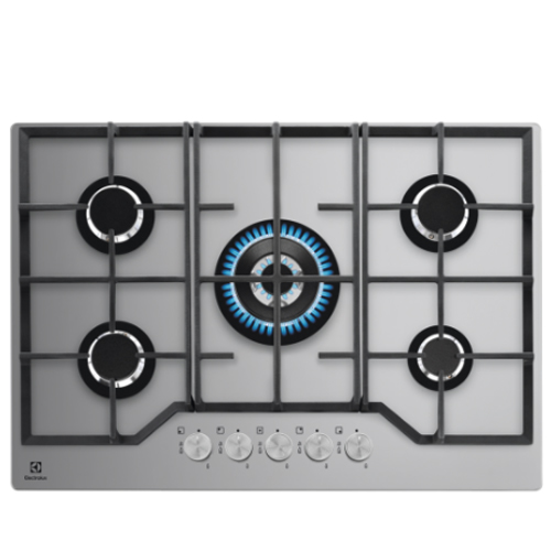 כיריים גז אלקטרולוקס KGG7536S עם 5 להבות ומשטח זכוכית 75 ס"מ