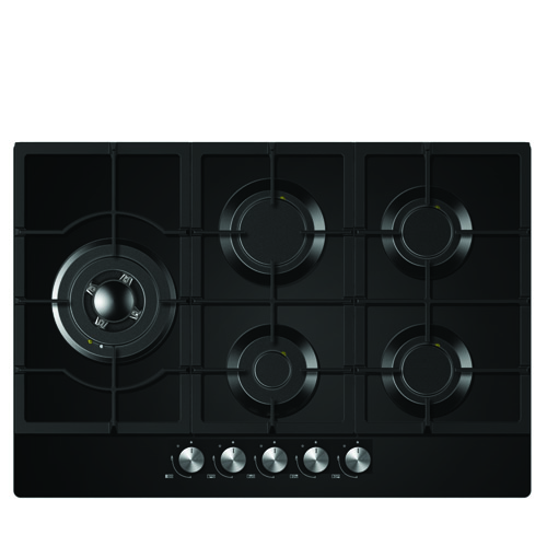 כיריים גז SAUTER דגם SHG7506B עם 5 מבערי SABAF ומשטח זכוכית מחוסמת