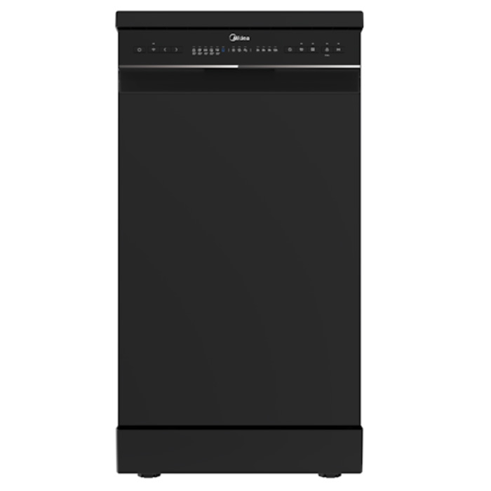 מדיח כלים צר MIDEA עם 10 מערכות כלים, רוחב 45 ס"מ ודגם WQP8-W7634C-B.