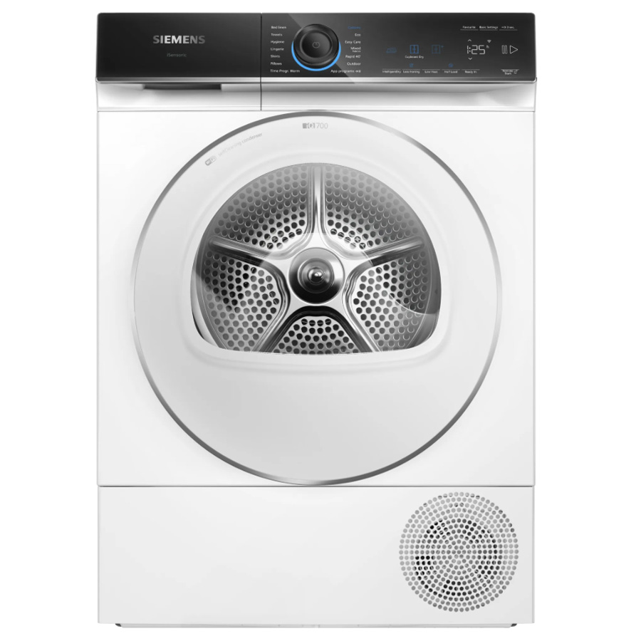 מייבש כביסה Siemens iQ700 עם משאבת חום, קיבולת 9 ק"ג, Home Connect לשליטה מרחוק