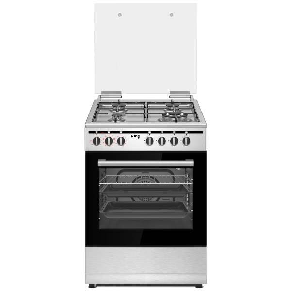 תנור מנירוסטה דגם KFS-6060IX עם כיריים גז 4 מבערים וליטר 60