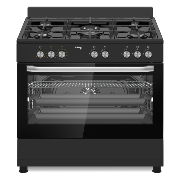 תנור משולב כיריים גז 5 מבערים עם תא אפייה 98 ליטר דגם KFS-9060B PRO