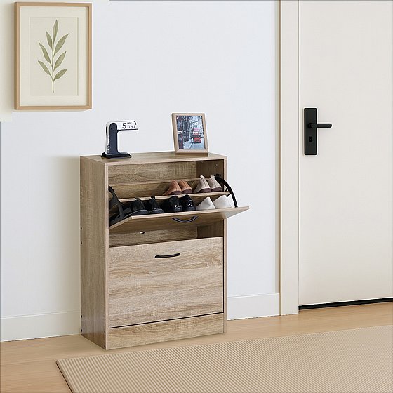 ארון נעליים בצבע אלון 2 תאים דגם הלן HELEN מבית סטאר שופ STAR SHOP