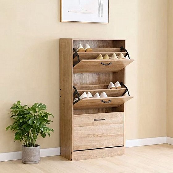 ארון נעליים בצבע אלון 3 תאים דגם הלן HELEN מבית סטאר שופ STAR SHOP