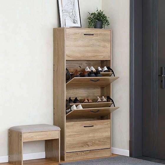 ארון נעליים בצבע אלון 4 תאים דגם הלן HELEN מבית סטאר שופ STAR SHOP