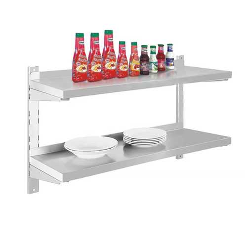 מדף קיר נירוסטה כפול נסליין - מקסימום שטח אחסון 2000×400×600 מ"מ - נסליין