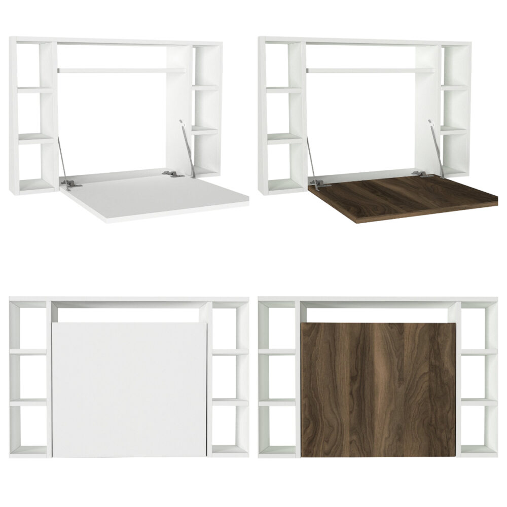 איסטה DE5300 לבן - שולחן עבודה חוסך מקום עם 7 תאי אחסון - מבית HOMAX