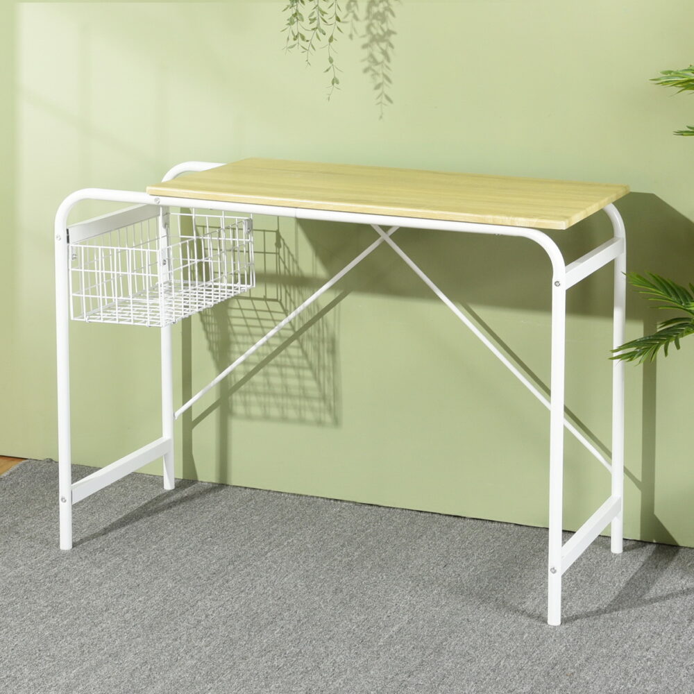 שולחן מחשב קלאסי אביב, בעיצוב עם סל אחסון פונקציונלי, צבע אגוז כהה - מבית HOMAX