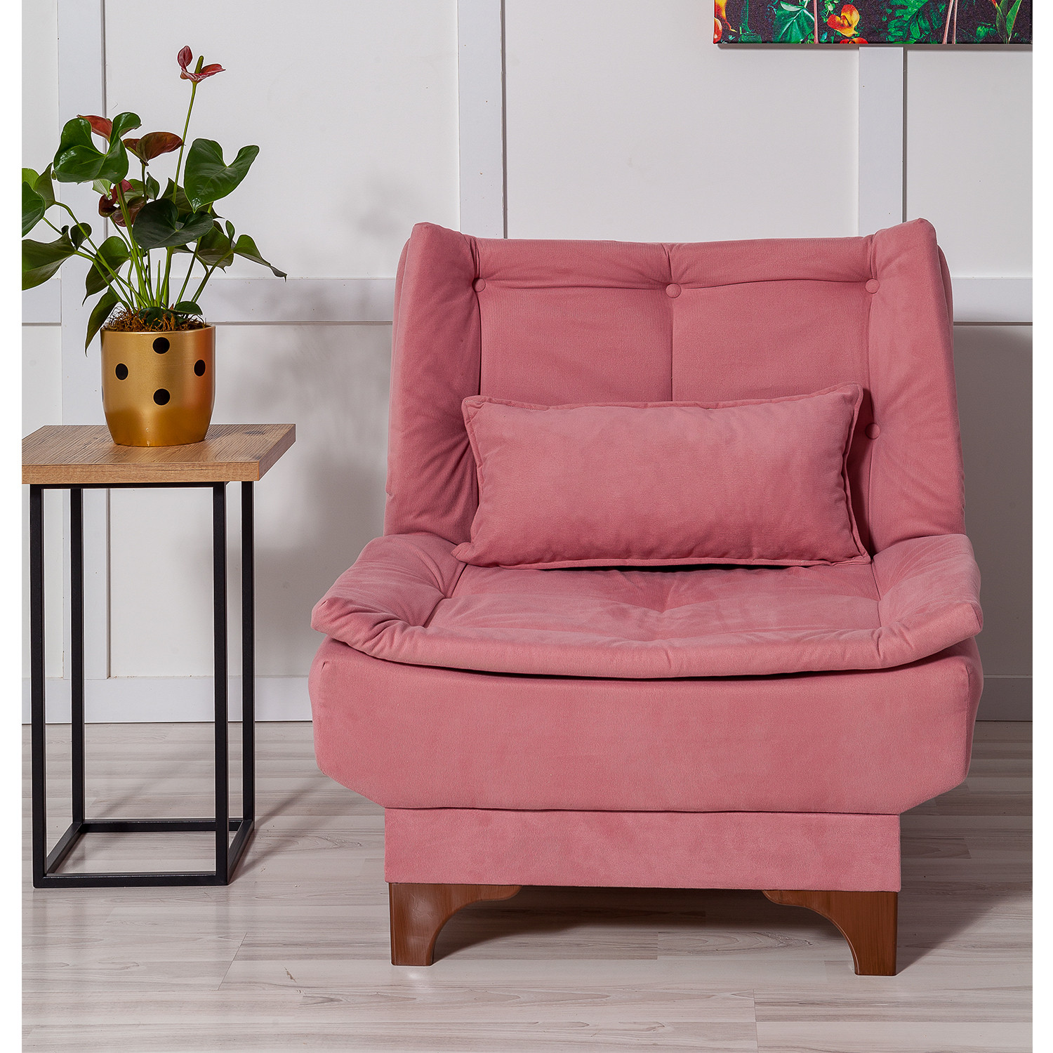 כורסא נפתחת מעוצבת ורודה עם ריפוד נעים מידות מיטה: 110 * 75 ס"מ - מבית HOMAX – תמונה 2