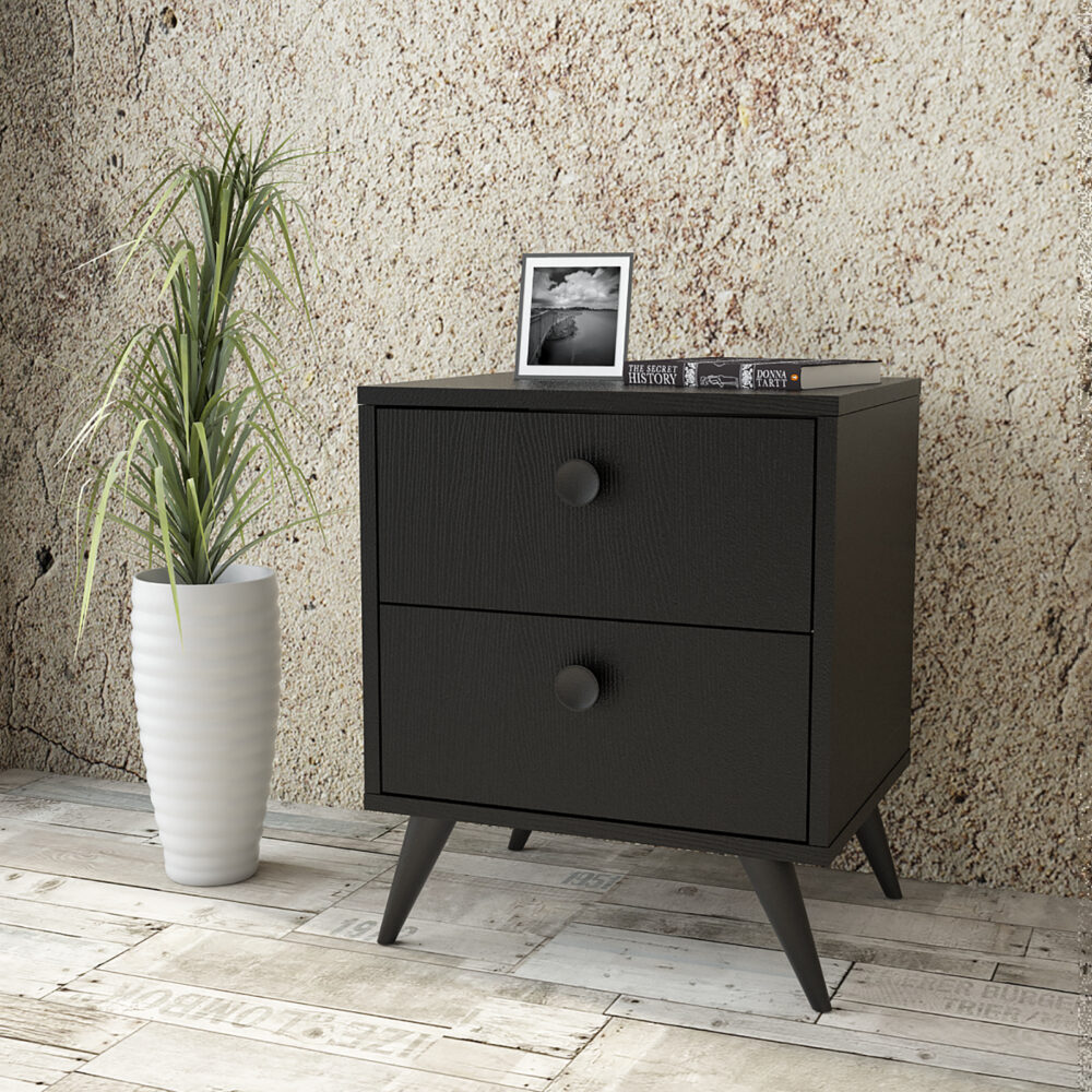 שידת לילה Daisy-S בעיצוב מודרני עם 2 מגירות מרווחות, גובה 58.7 ס"מ - מבית HOMAX