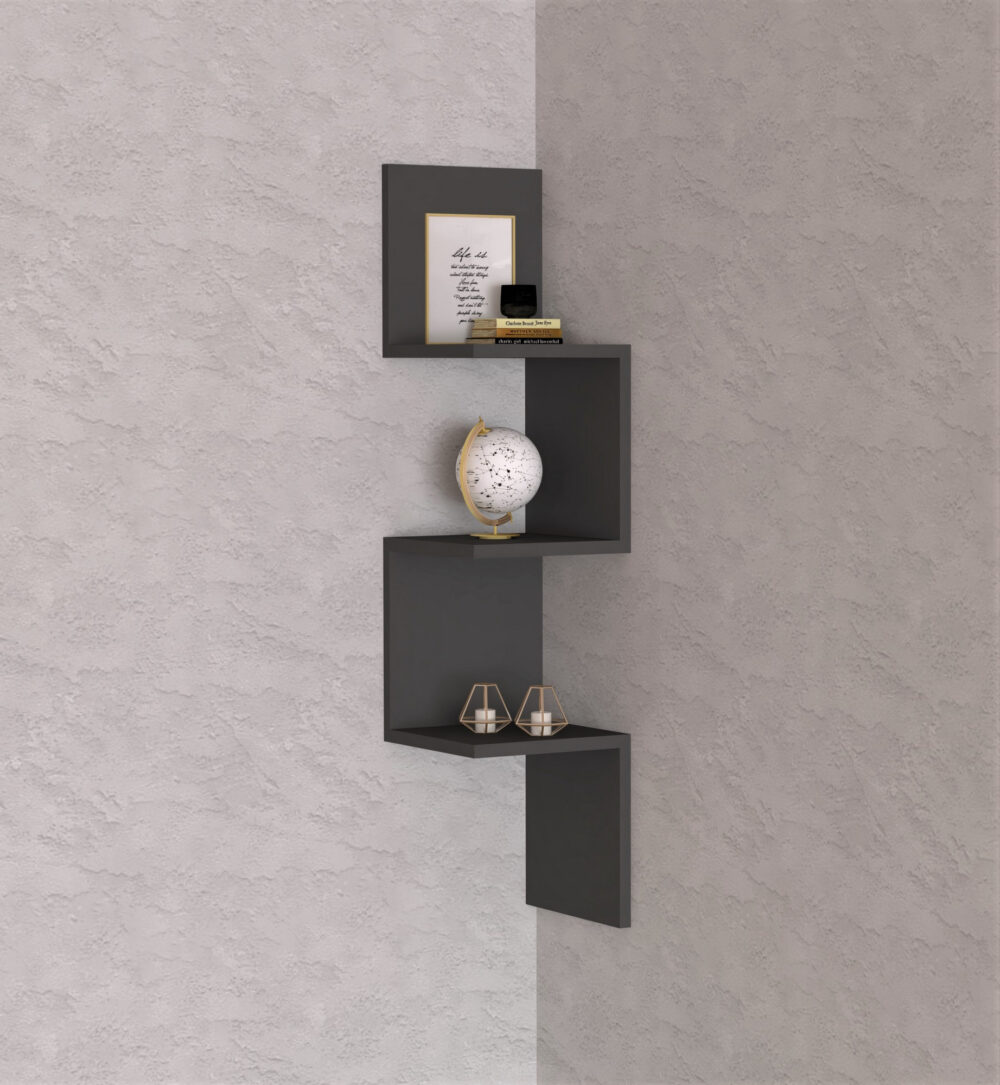 מדף תליה Zikzak בצבע פחם, שבבית דחוסה בעובי 18 מ"מ - מבית HOMAX