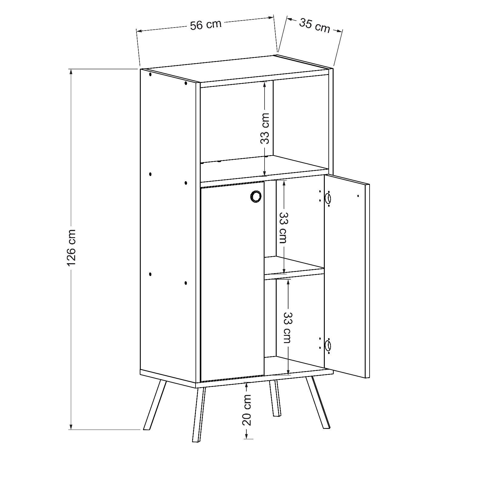 ארונית אחסון Rasha Office מעוצבת עם 2 דלתות ו-2 מדפים מרווחים - מבית HOMAX – תמונה 4