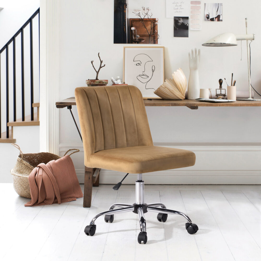 כיסא משרדי מעוצב בגובה מתכוונן 80-90 ס"מ עם מושב קטיפתי נוח - מבית HOMAX