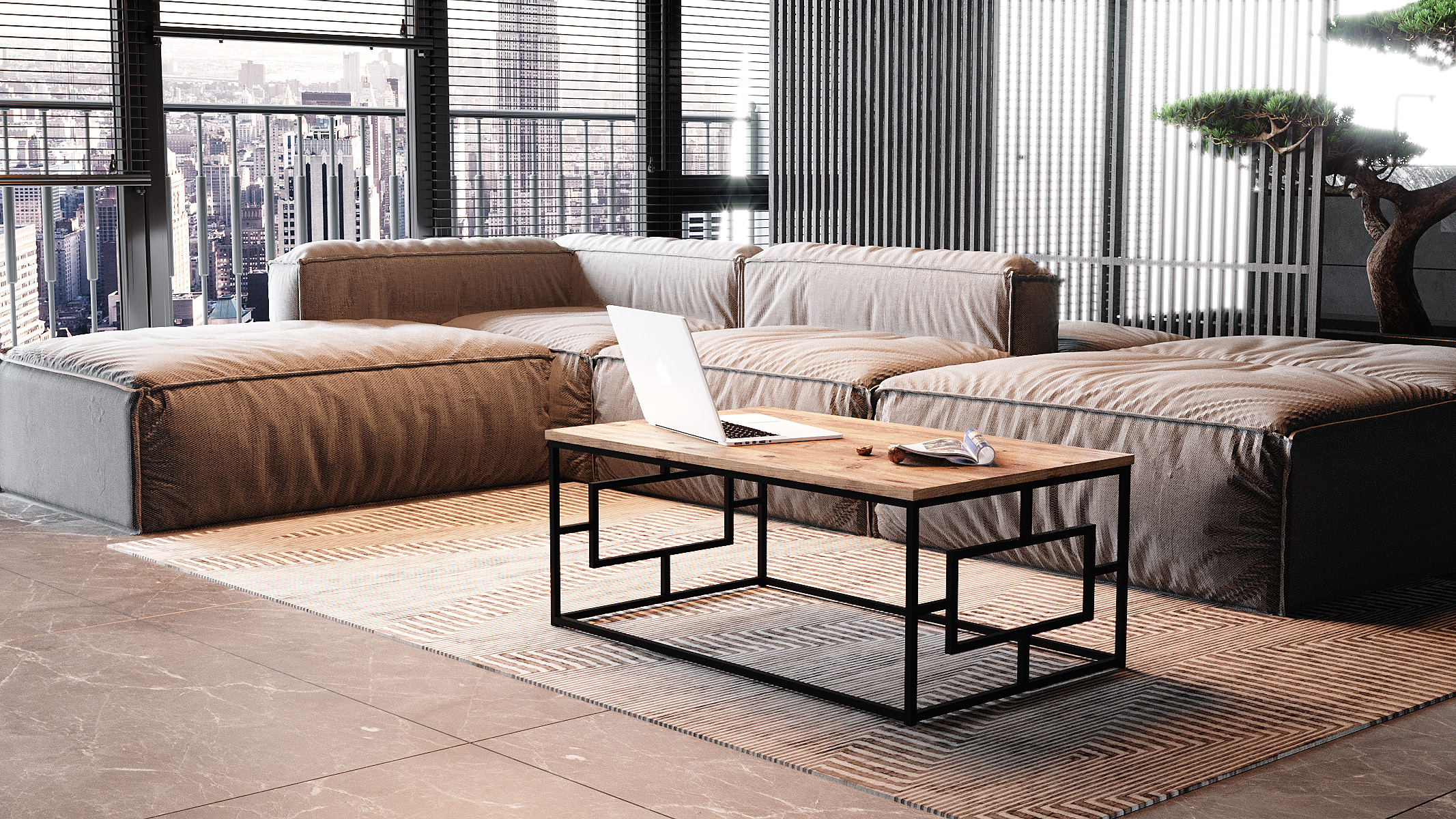 שולחן קפה מעוצב Bren - עם שלדת מתכת חזקה ויציבה - מבית HOMAX – תמונה 5