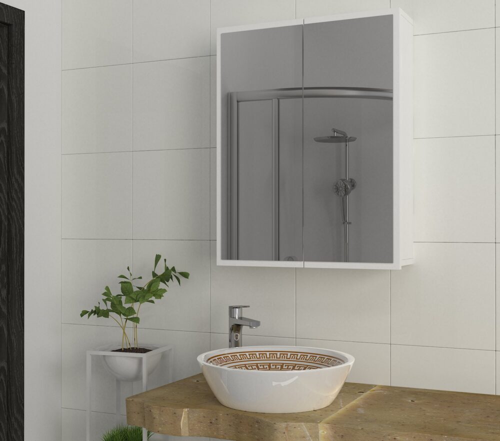 ארונית אמבטיה תלויה עם מראה בעיצוב נקי, גובה 76.6 ס"מ - מבית HOMAX