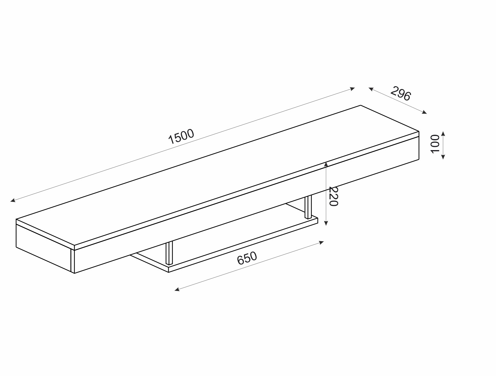 מזנון טלוויזיה צף דגם DE2507: עיצוב מודרני, רחב 150 ס"מ, שחור - מבית HOMAX – תמונה 9