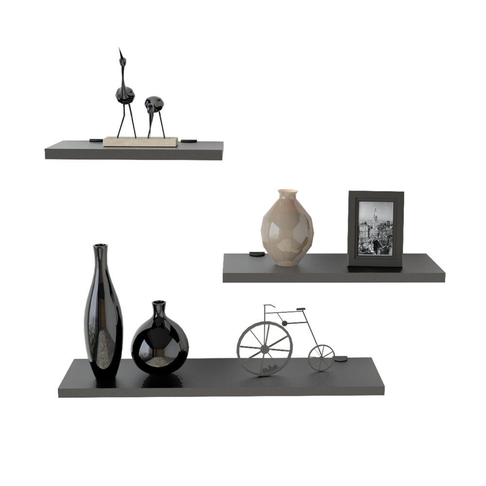 שלישיית מדפים צפים בעיצוב מודרני, מגיעים בעובי 18 מ"מ לציפוי איכותי במיוחד. - מבית HOMAX