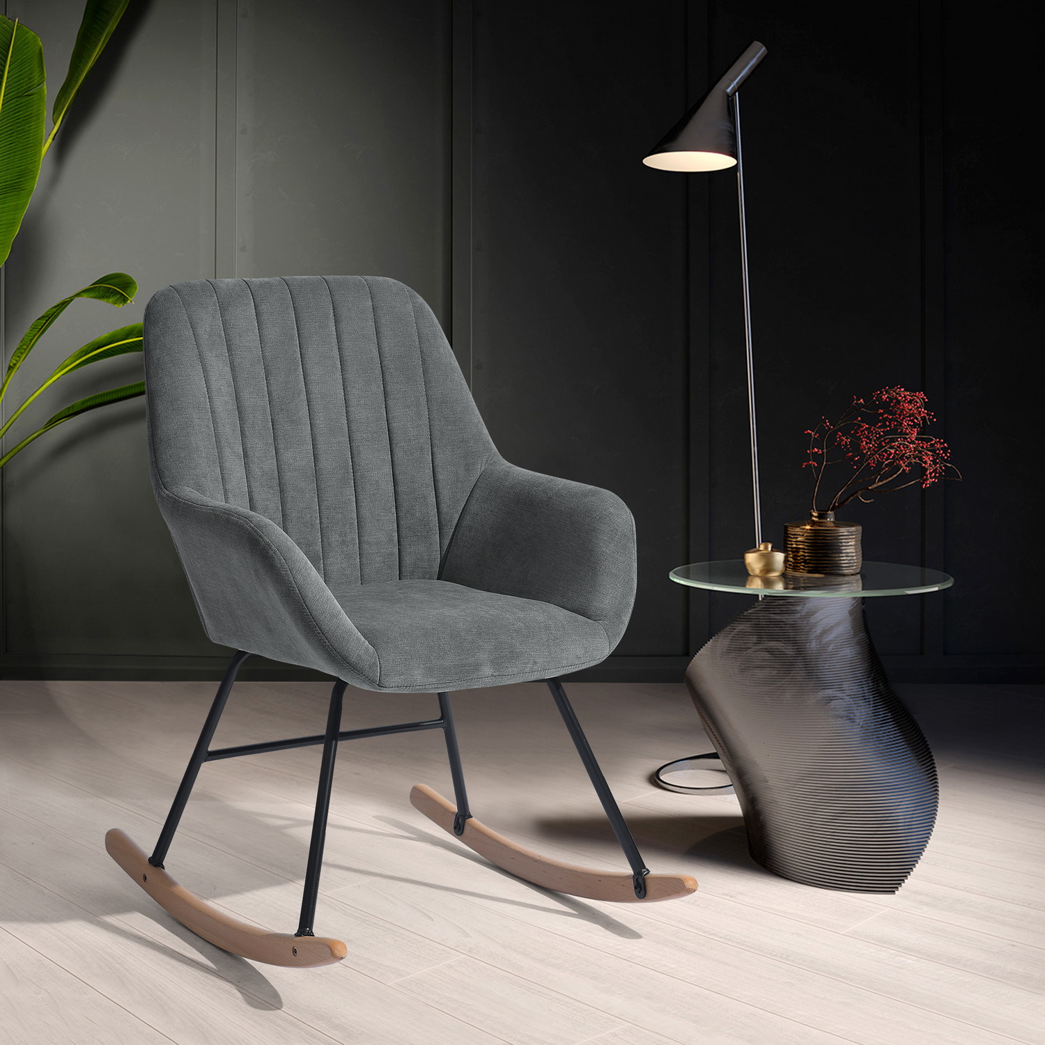 כורסת נדנדה מודרנית עם בסיס עץ מלא, שלשה צבעים לבחירה - מבית HOMAX