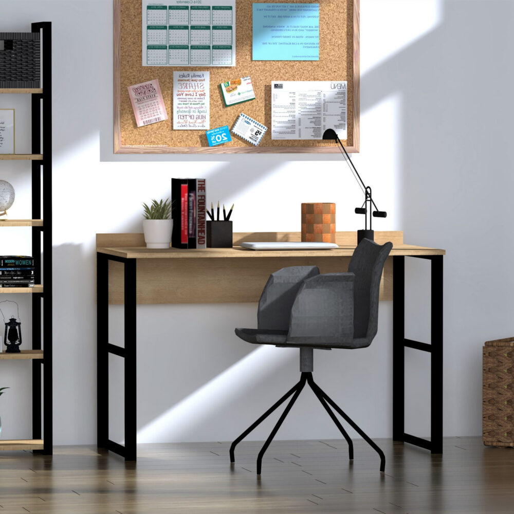 שולחן עבודה דגם Deha - צבע אלון-שחור בעובי שבבית דחוסה 18 מ"מ - מבית HOMAX