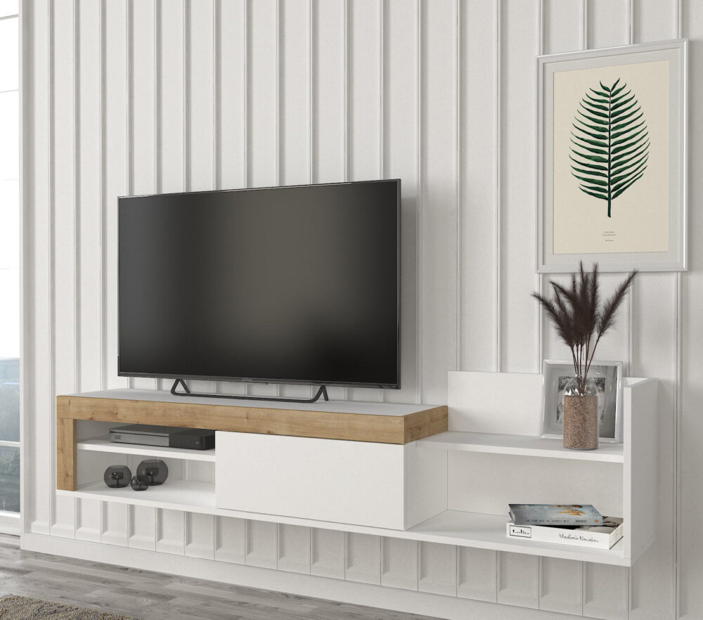 מזנון טלוויזיה צף DE3951 - בעיצוב עכשווי עם מקום אחסון רב - אורך 180 ס"מ - מבית HOMAX