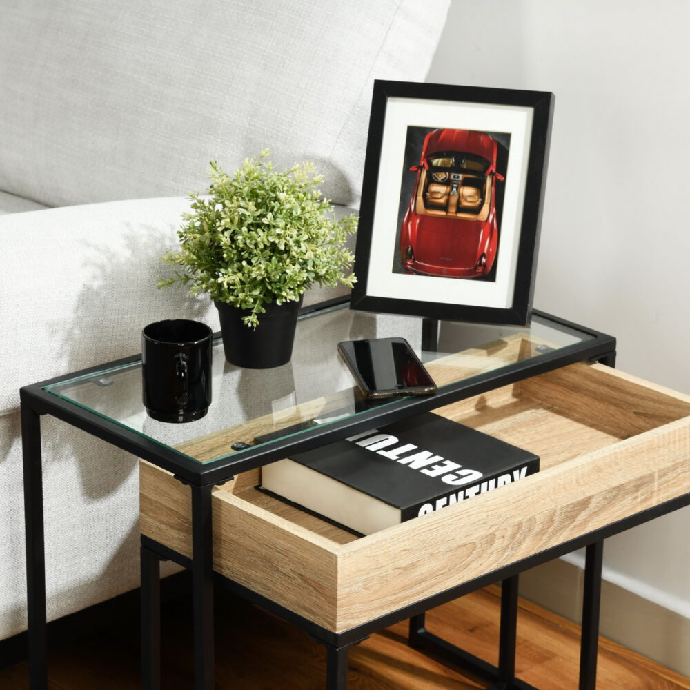 ערכת שולחנות קפה דגם HC-027 - שולחן עליון זכוכית מחוסמת - מבית HOMAX