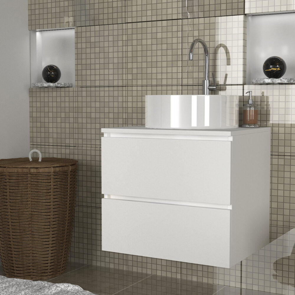 שידת מגירות תלויה לאמבטיה עם 2 מגירות רחבות - Carmita DE2045 - מבית HOMAX