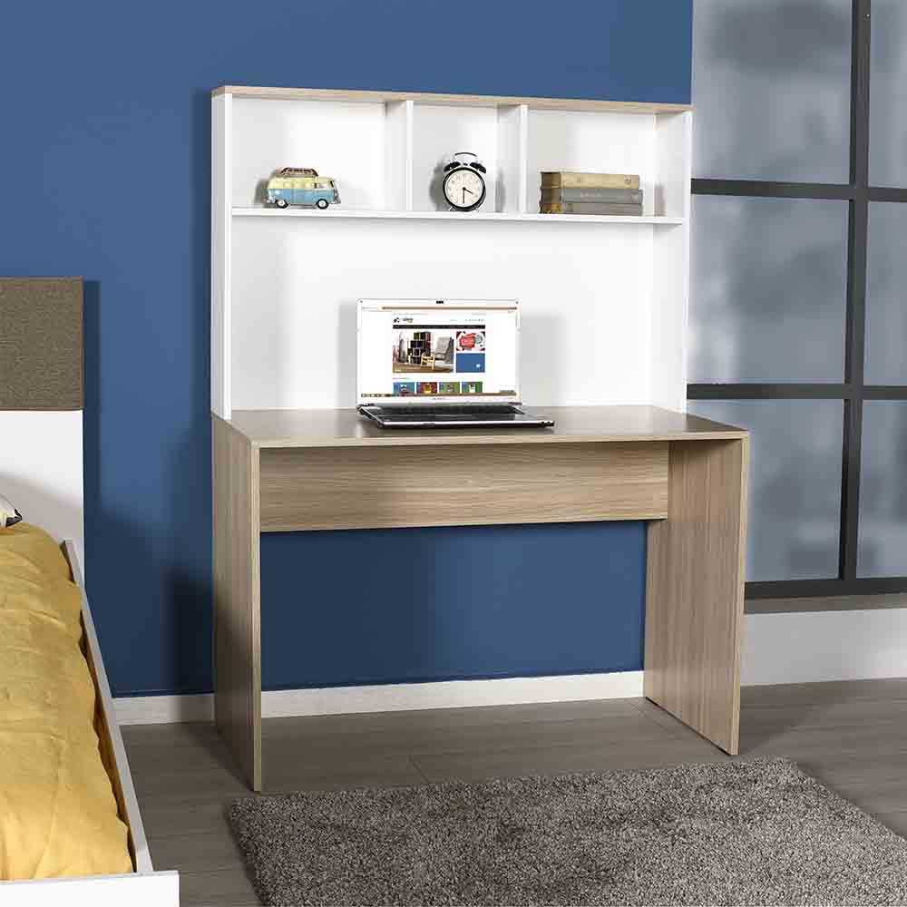 עמדת עבודה עשויה שבבית דחוסה בציפוי מלמין, עם יחידת מדפי אחסון - מבית HOMAX