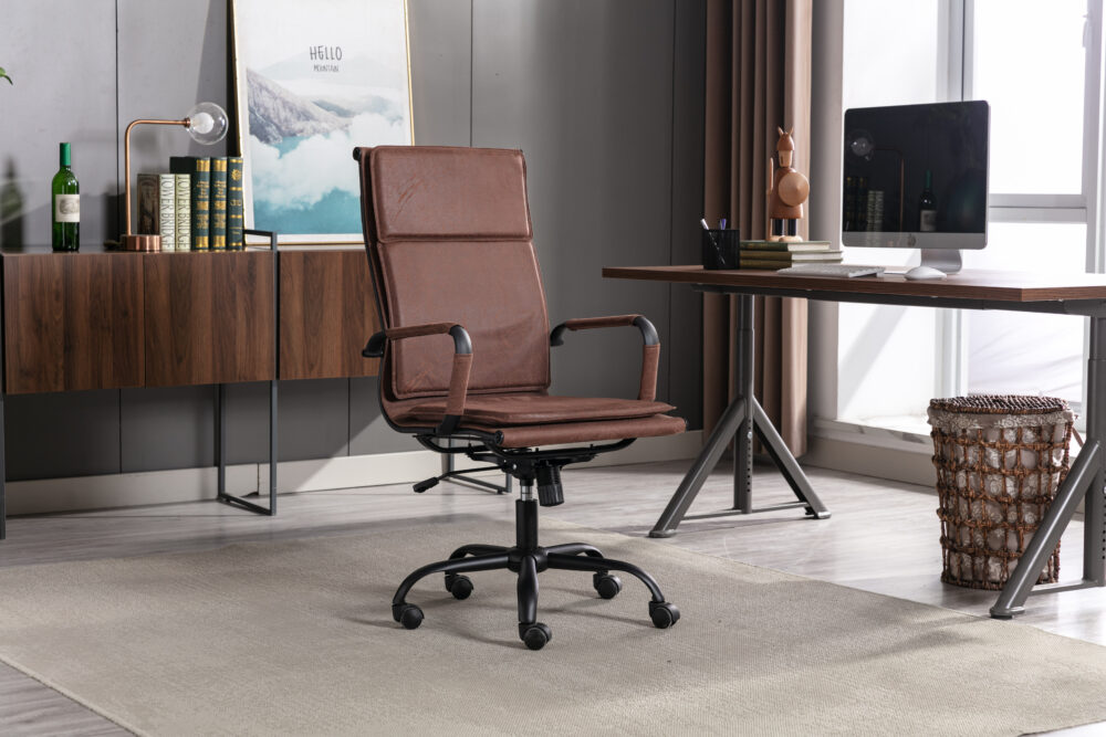 כיסא מנהלים ארגונומי עם ריפוד דמוי עור זמש, בסיס מתכת עמיד - מבית HOMAX